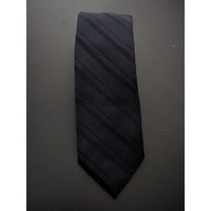 Vintage Jordache Tie Necktie Black On Black Striped Skinny Tie 57"